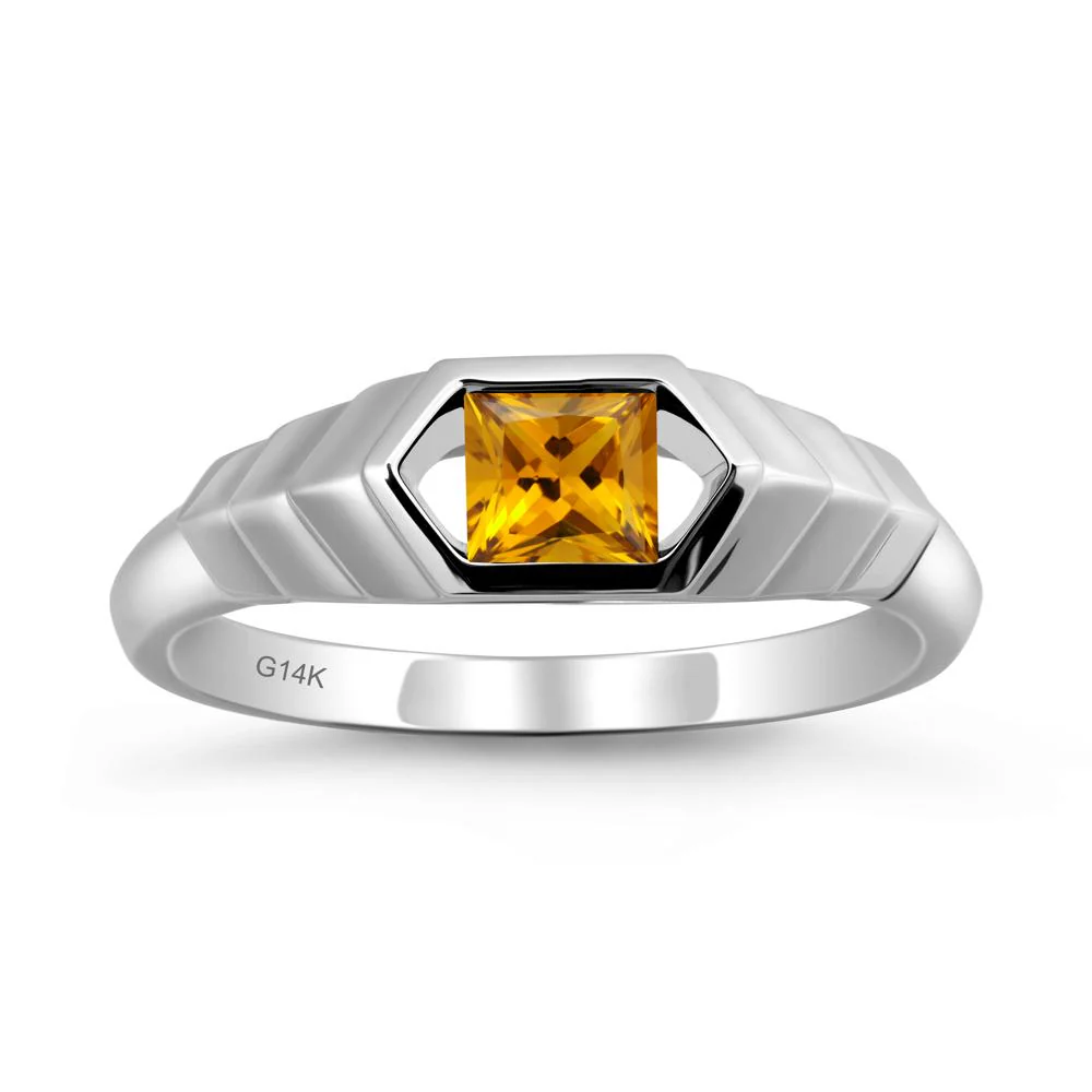 Asscher Citrine Ring with Hexagon Frame - Image 3