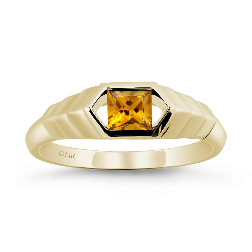 Asscher Citrine Ring with Hexagon Frame - Image 4
