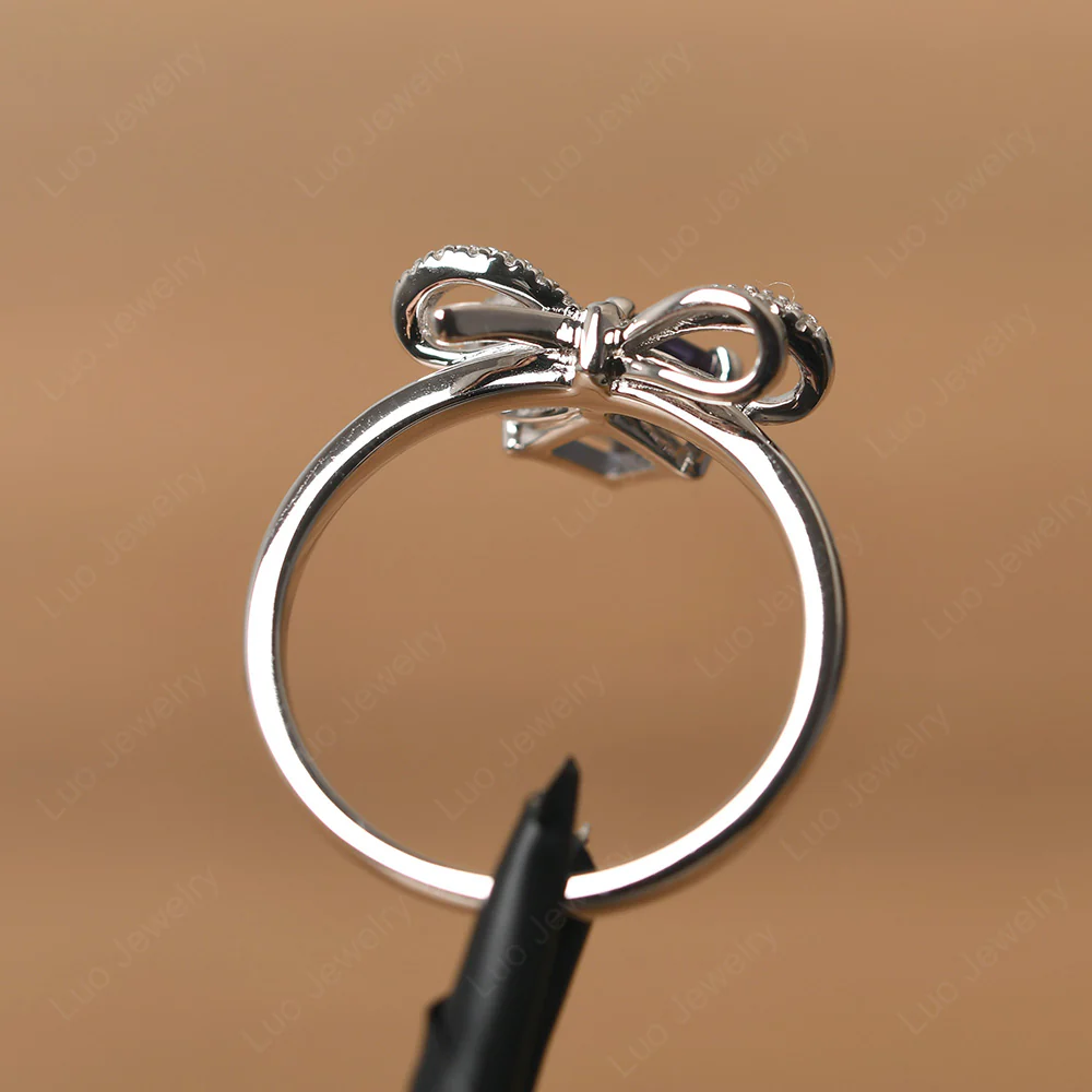 Asscher Cut Alexandrite Bowknot Ring - Image 3