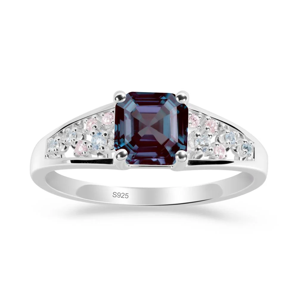 Asscher Cut Alexandrite Cluster Ring - Image 9