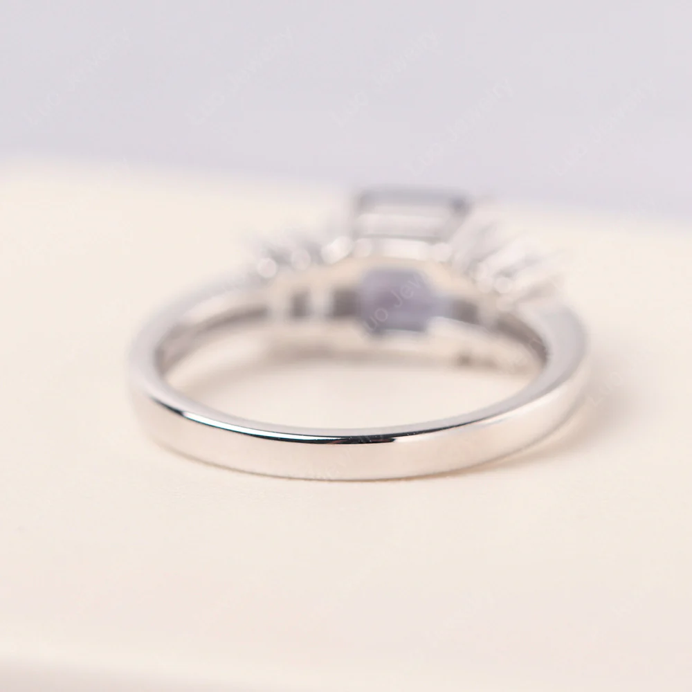 Asscher Cut Alexandrite Ring with Baguette - Image 3