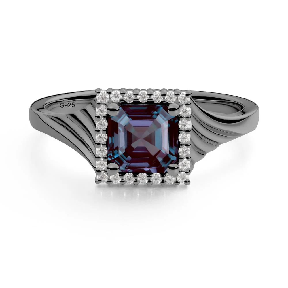 Asscher Cut Alexandrite Halo Ring - Image 3