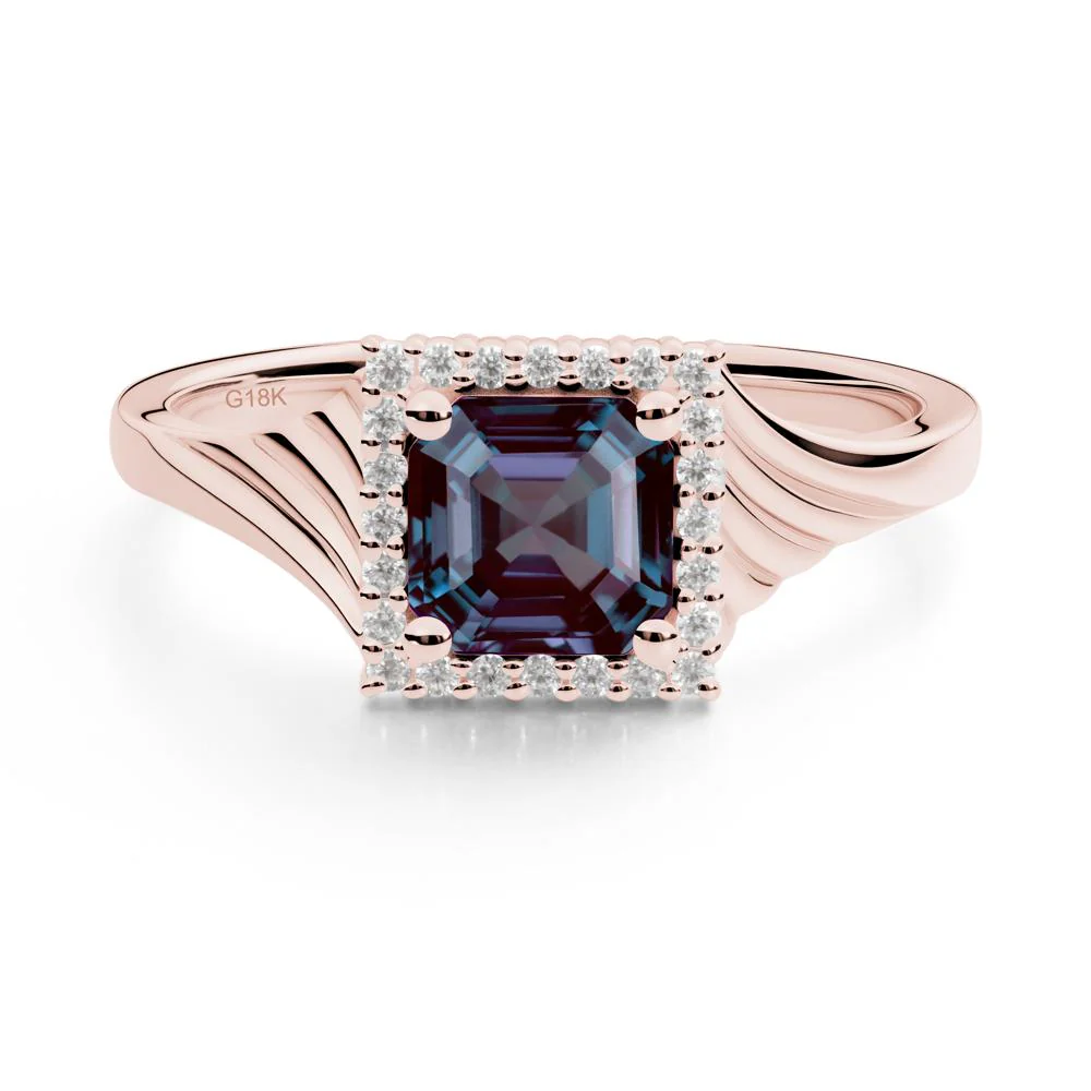Asscher Cut Alexandrite Halo Ring - Image 6
