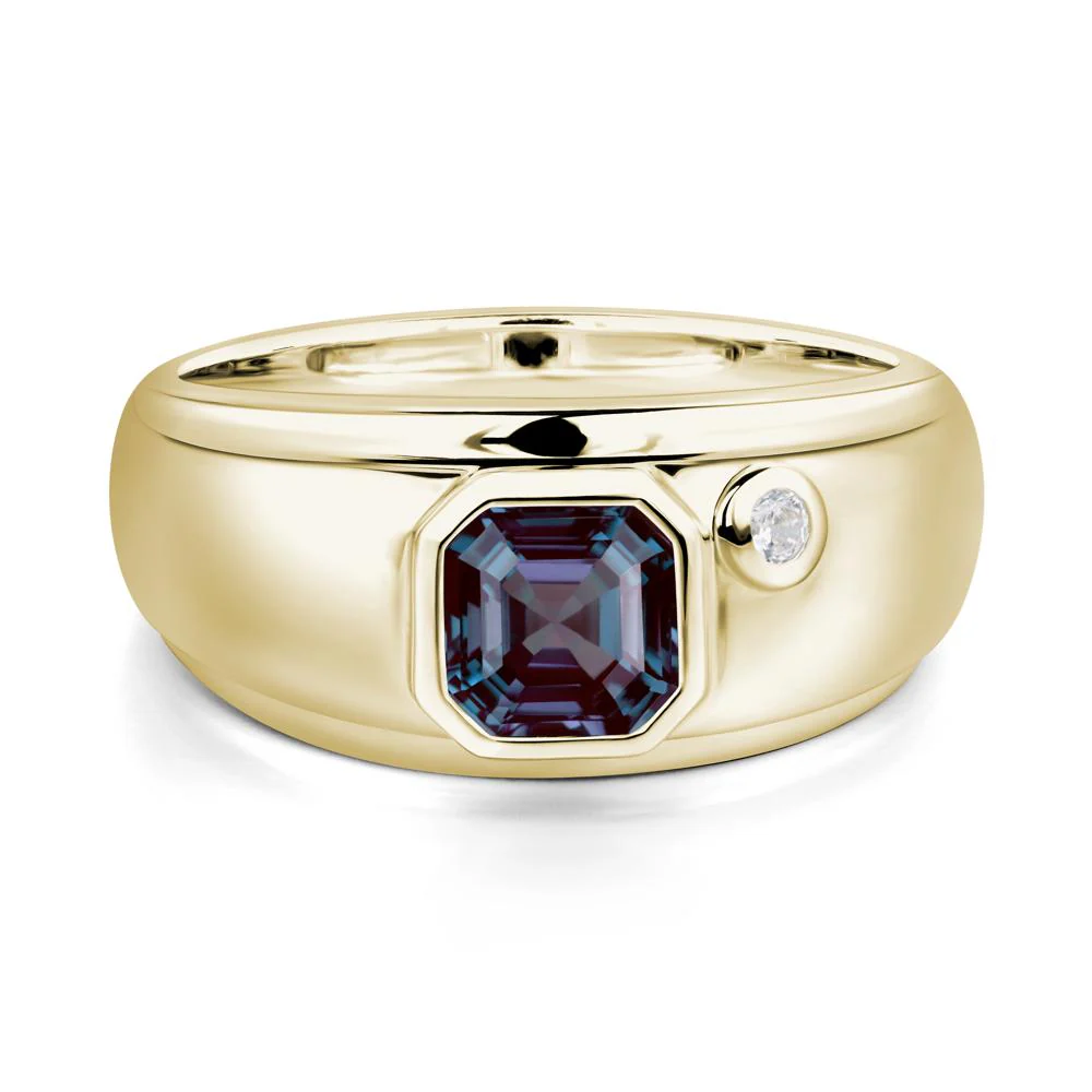 Asscher Cut Alexandrite Men's Ring