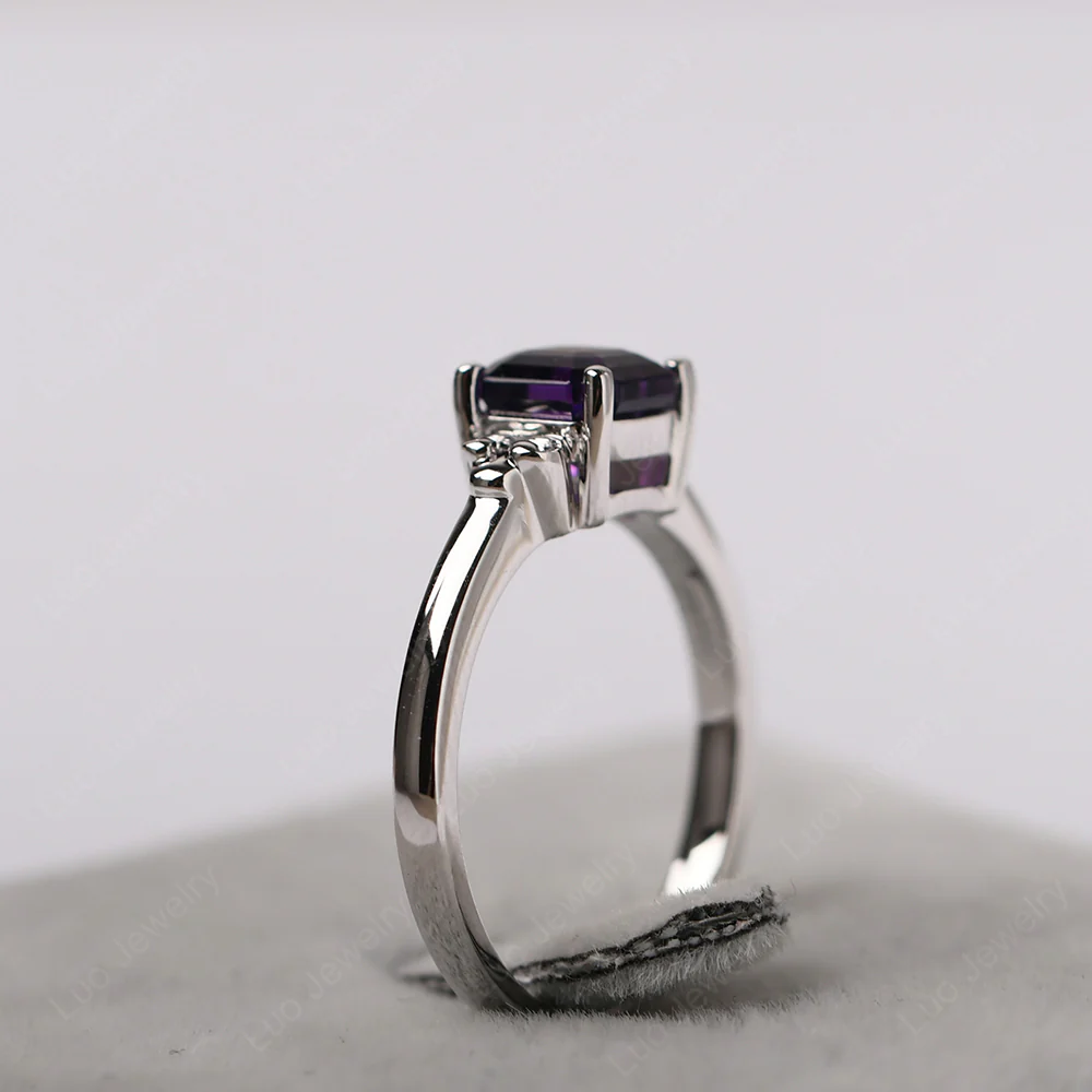 Asscher Cut Amethyst Solitaire Ring - Image 5