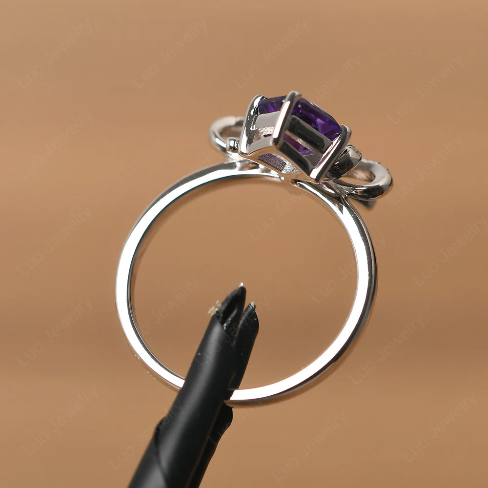 Asscher Cut Amethyst Bowknot Ring - Image 3