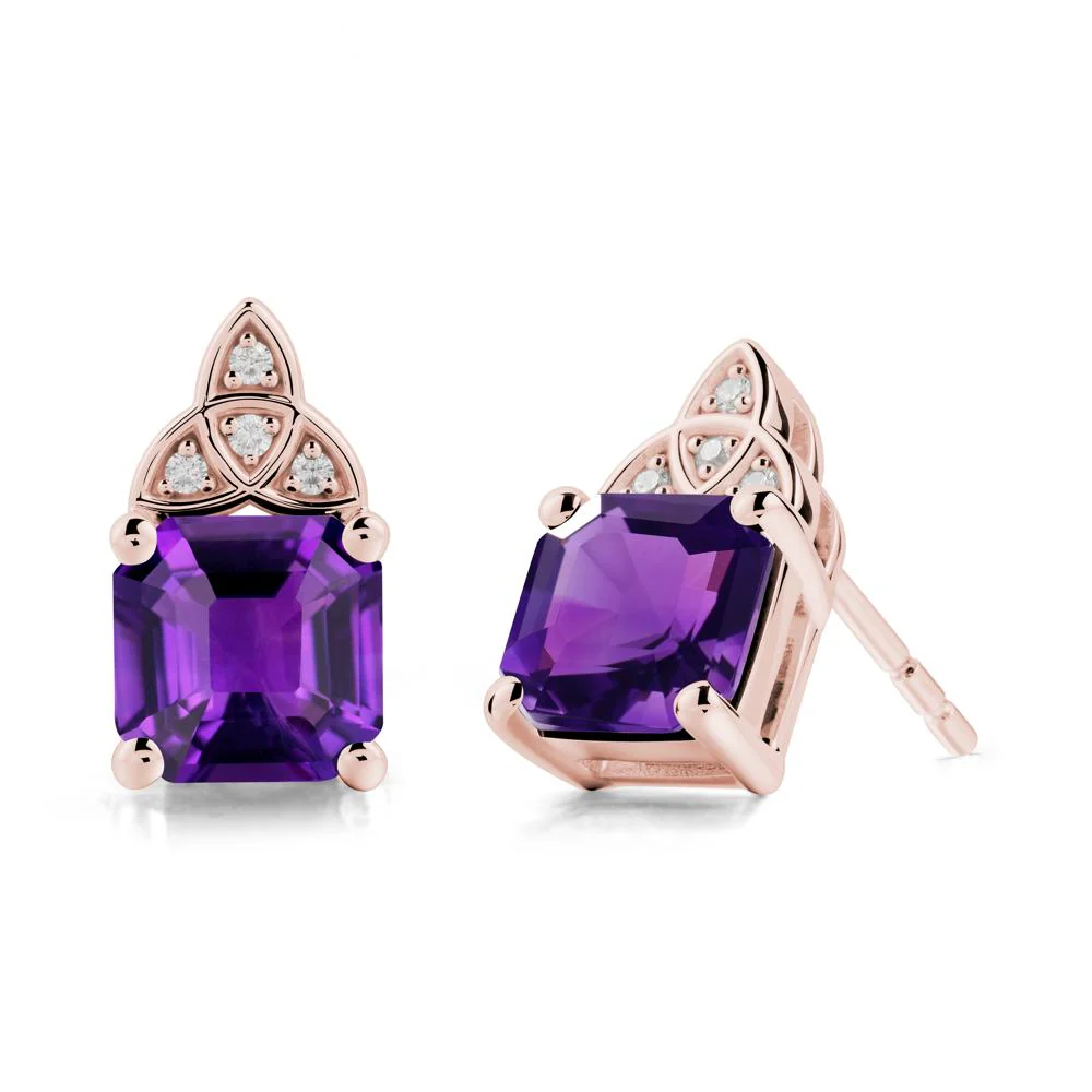 Asscher Cut Amethyst Celtic Knot Earrings - Image 5