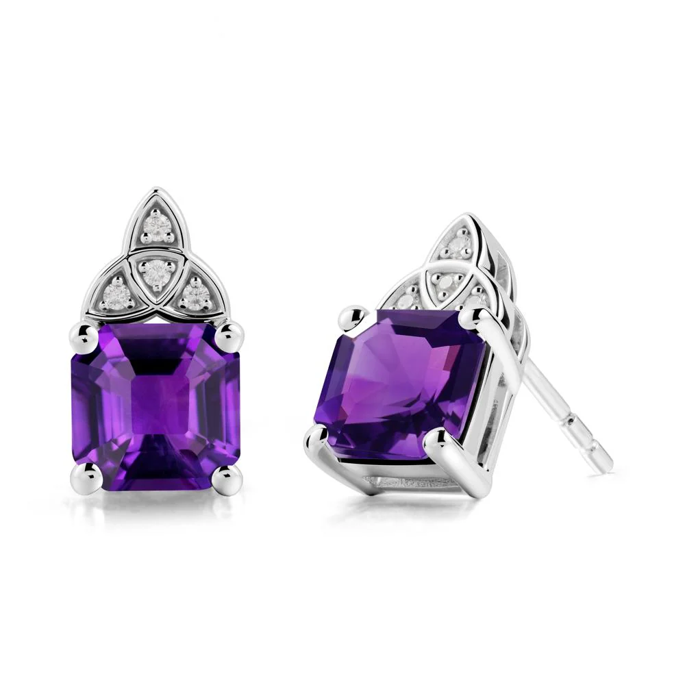 Asscher Cut Amethyst Celtic Knot Earrings - Image 6
