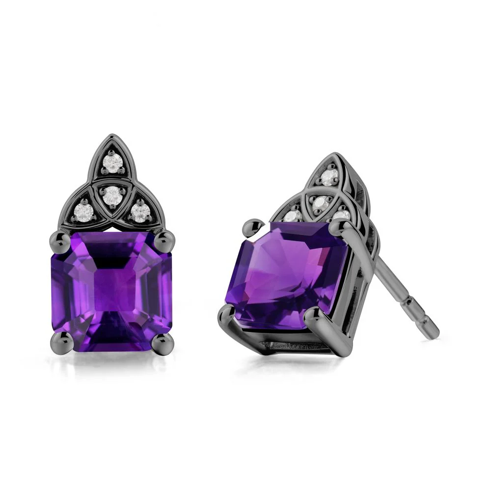 Asscher Cut Amethyst Celtic Knot Earrings - Image 8