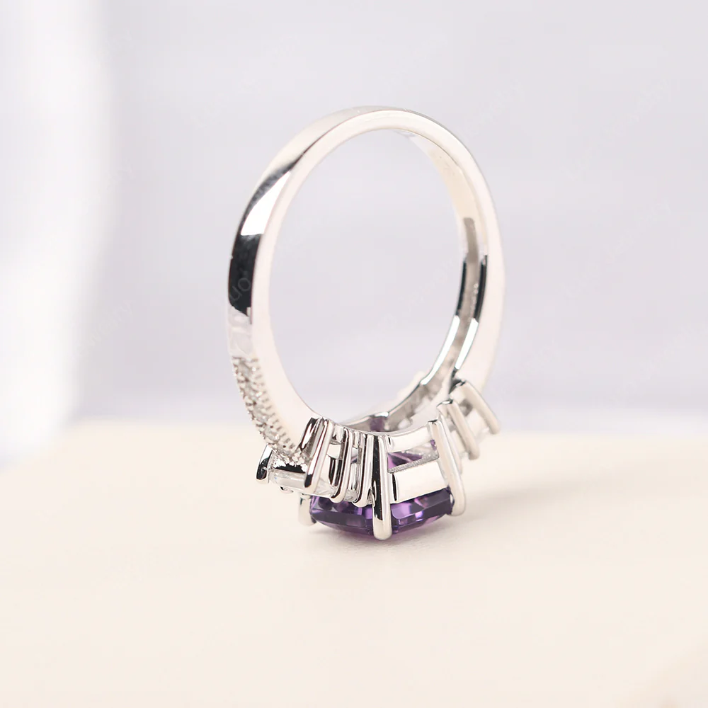Amethyst Engagement Ring with Baguettes - Image 4