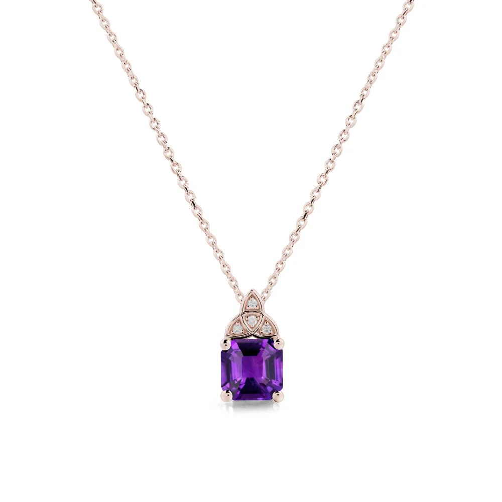 Asscher Cut Amethyst Necklace with Celtic Knot - Image 2