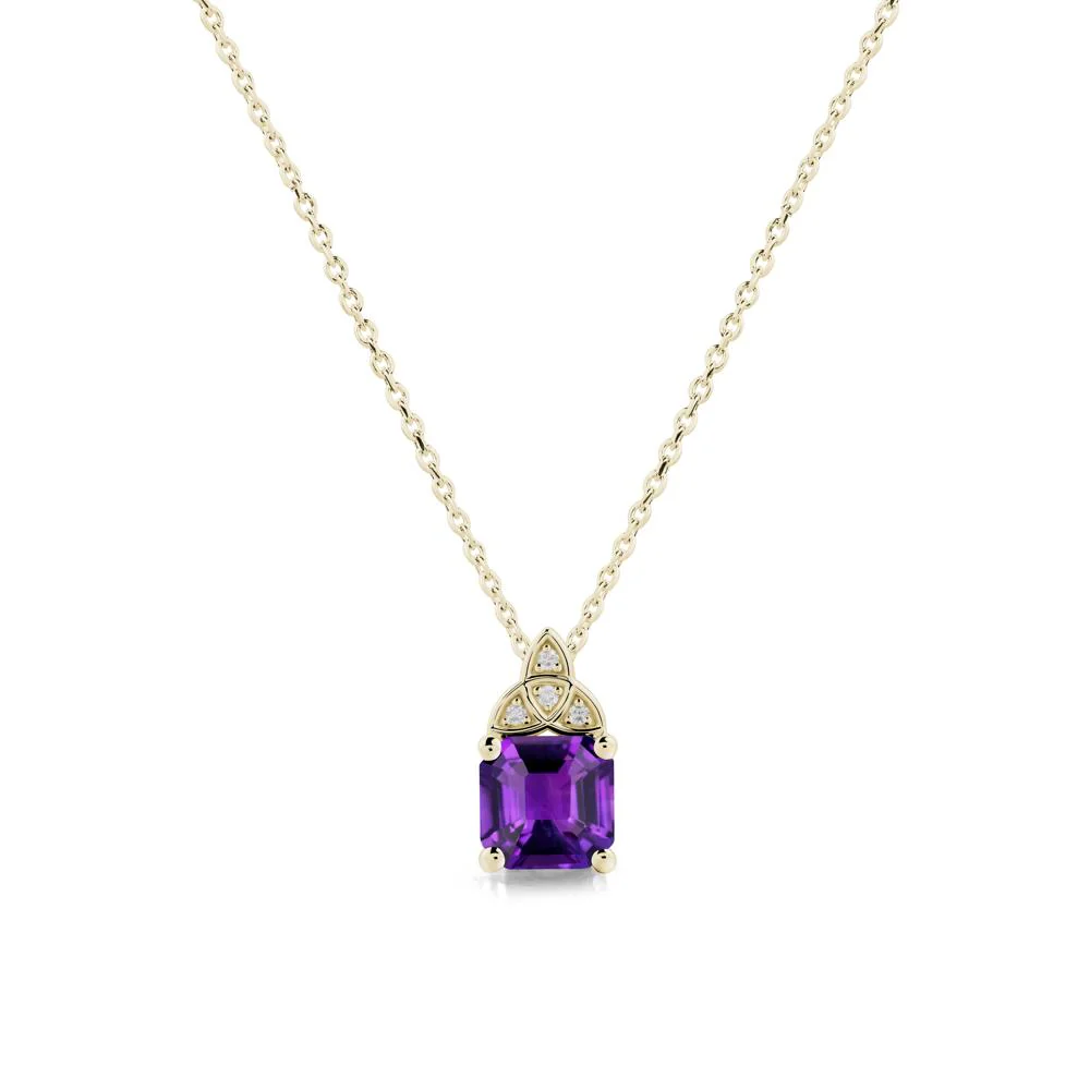 Asscher Cut Amethyst Necklace with Celtic Knot - Image 4