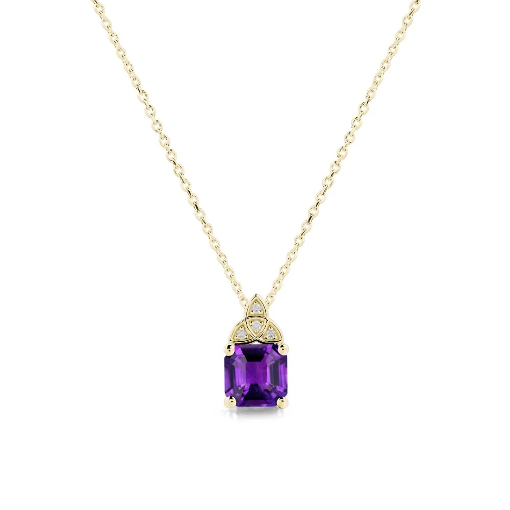 Asscher Cut Amethyst Necklace with Celtic Knot - Image 7