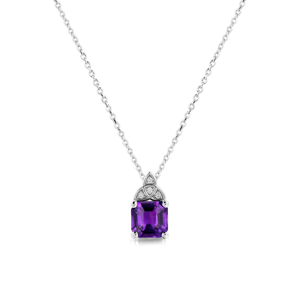 Asscher Cut Amethyst Necklace with Celtic Knot - Image 9