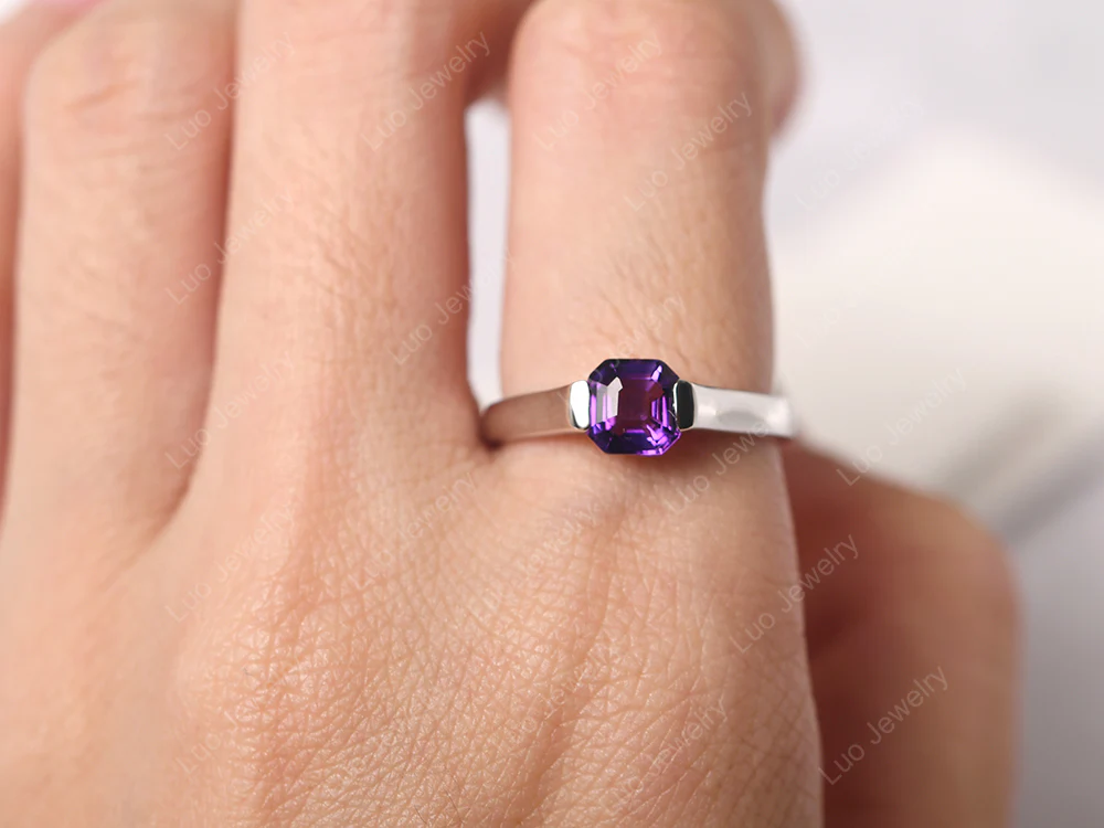 Amethyst Half Bezel Ring - Image 5
