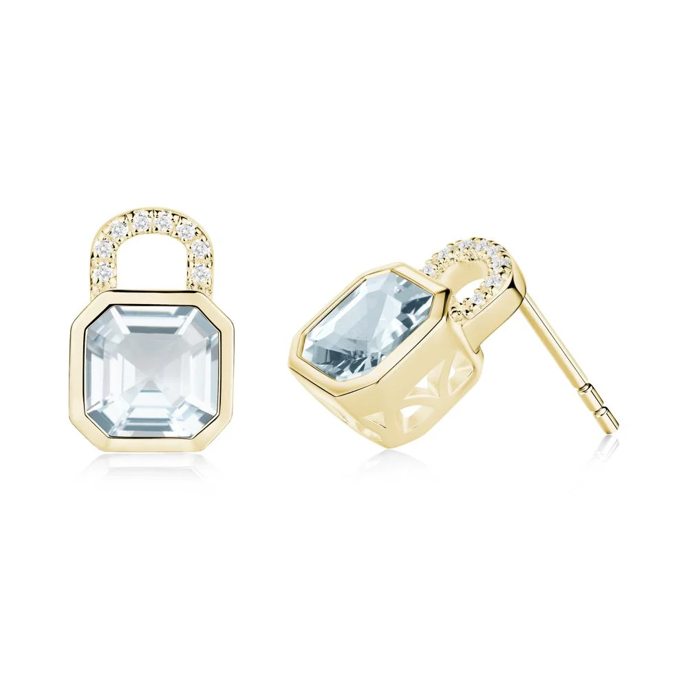 Asscher Cut Aquamarine Earrings - Image 7