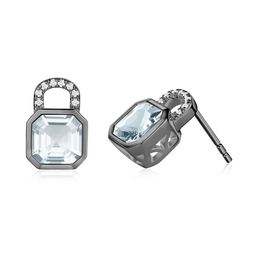 Asscher Cut Aquamarine Earrings - Image 8