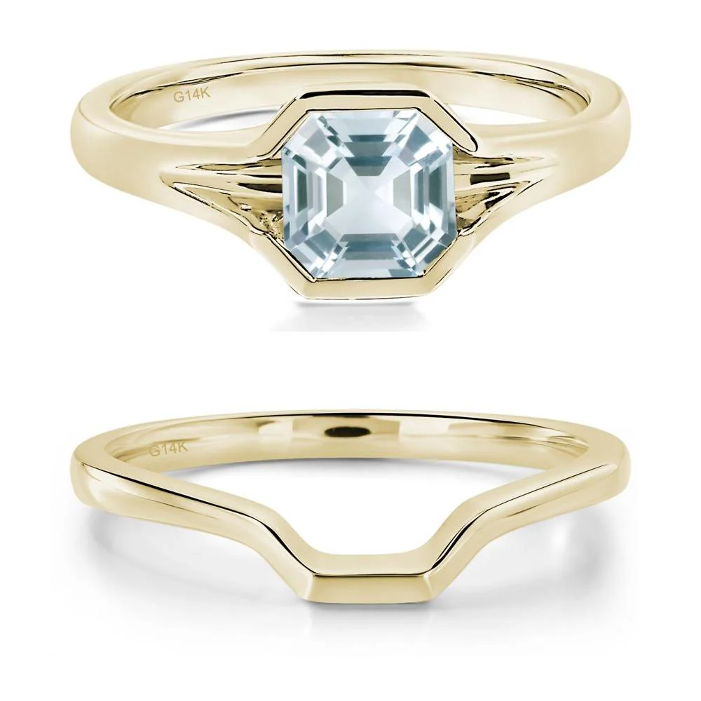Aquamarine Bezel Engagement Ring - Image 15
