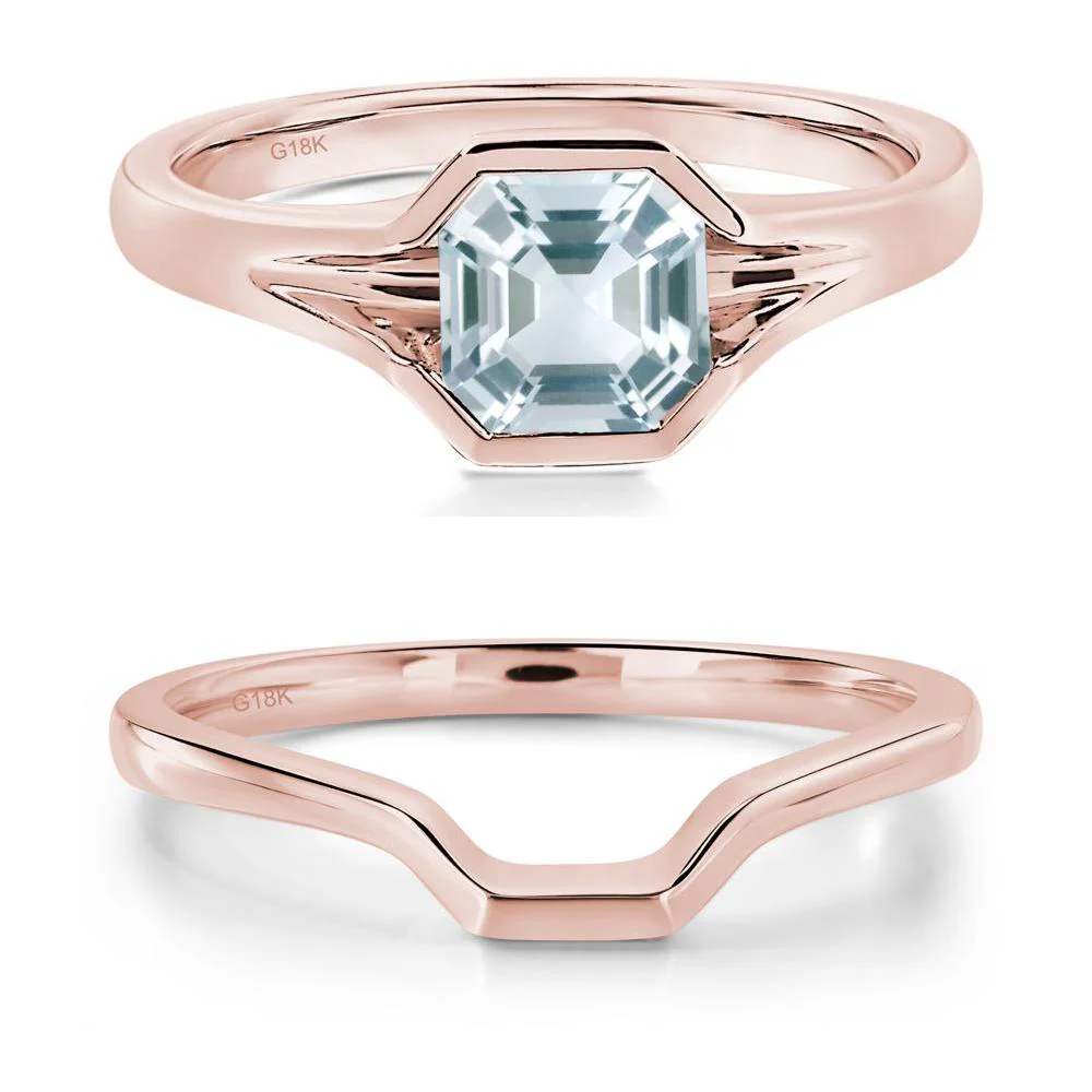 Aquamarine Bezel Engagement Ring - Image 17