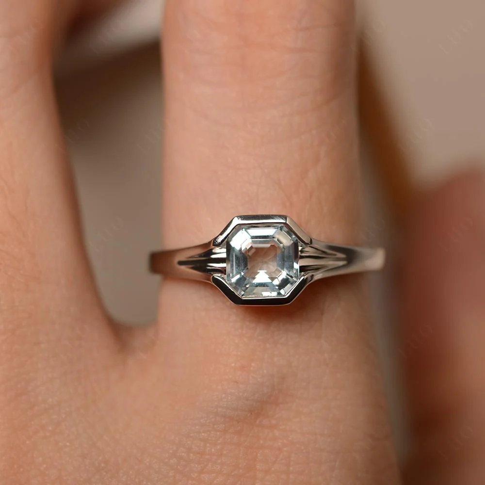 Aquamarine Bezel Engagement Ring - Image 32