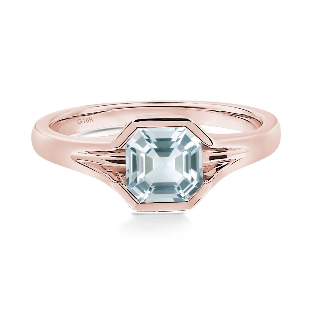 Aquamarine Bezel Engagement Ring - Image 8