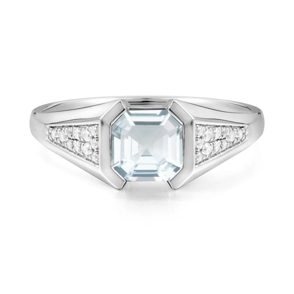 Asscher Cut Aquamarine Statement Ring - Image 9