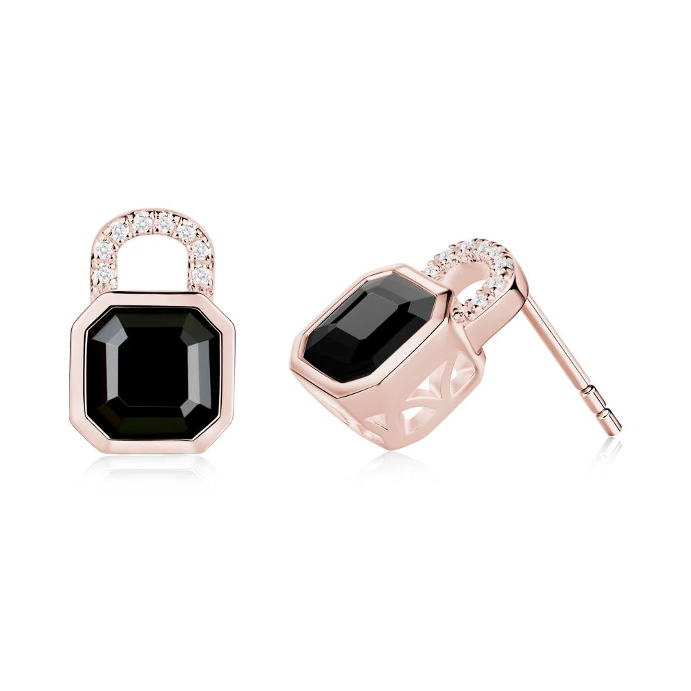 Asscher Cut Black Spinel Earrings - Image 5