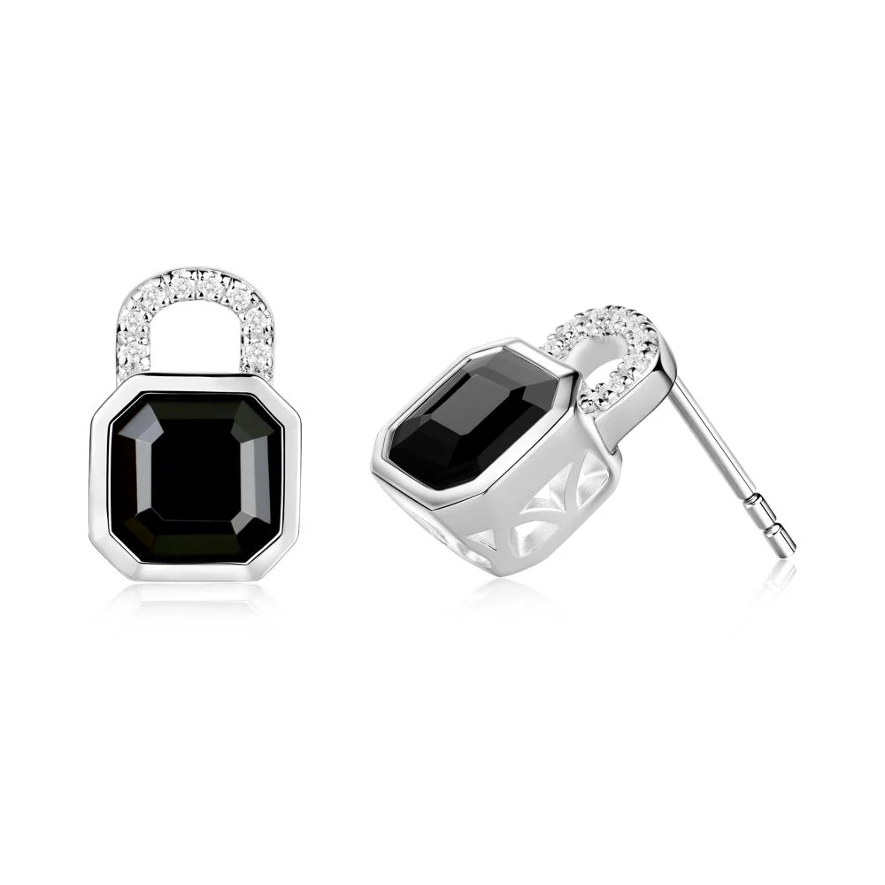 Asscher Cut Black Spinel Earrings - Image 8