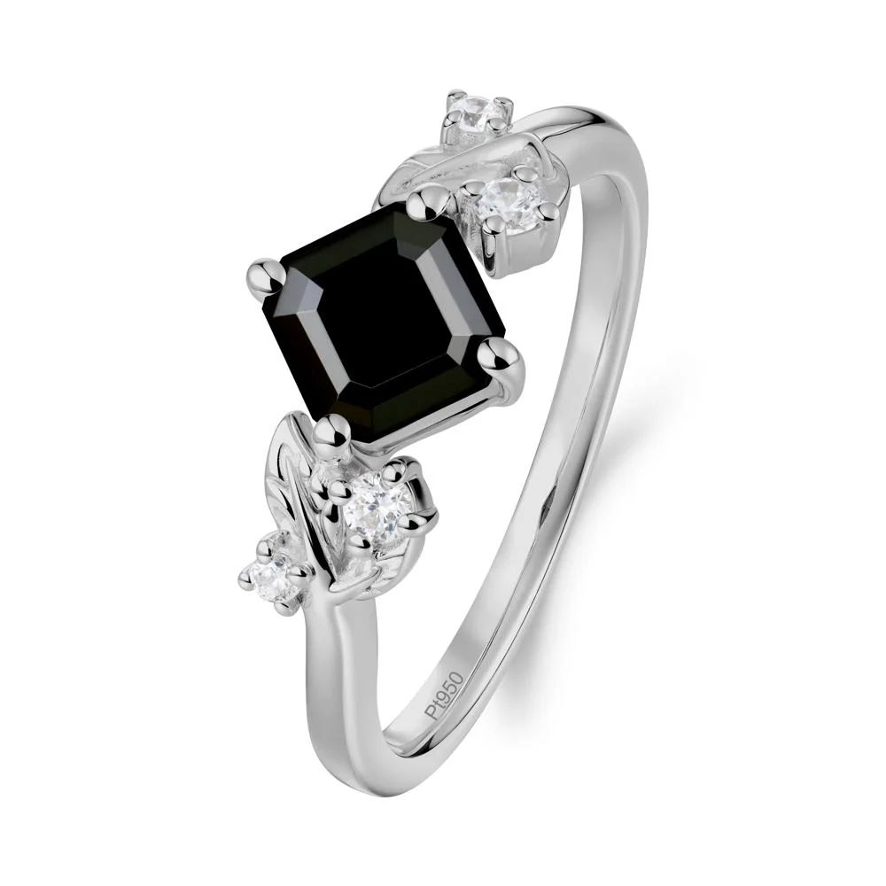 Asscher Cut Black Spinel Engagement Ring - Image 5