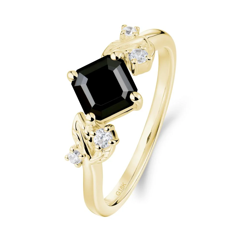 Asscher Cut Black Spinel Engagement Ring - Image 7