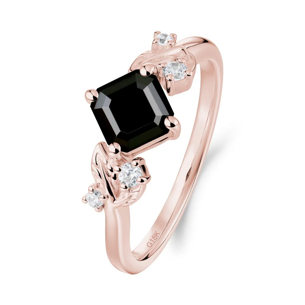 Asscher Cut Black Spinel Engagement Ring - Image 9
