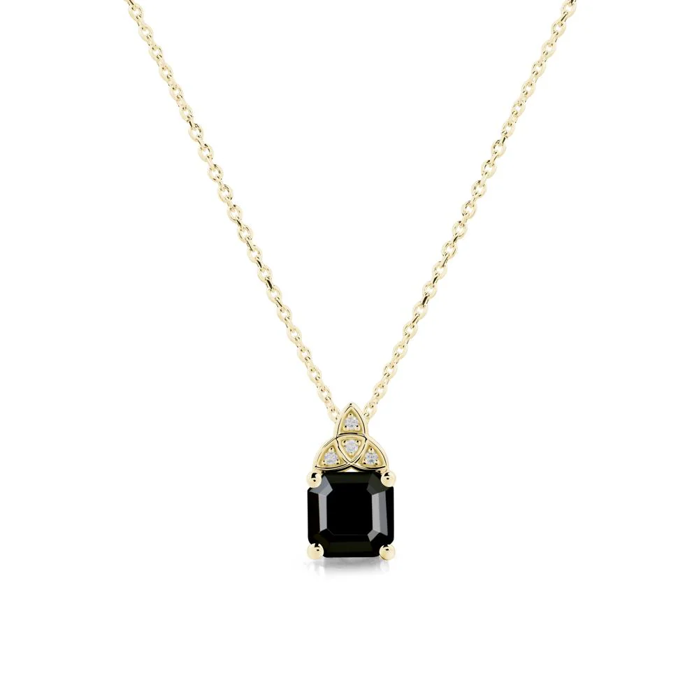Asscher Cut Black Spinel Necklace with Celtic Knot - Image 7