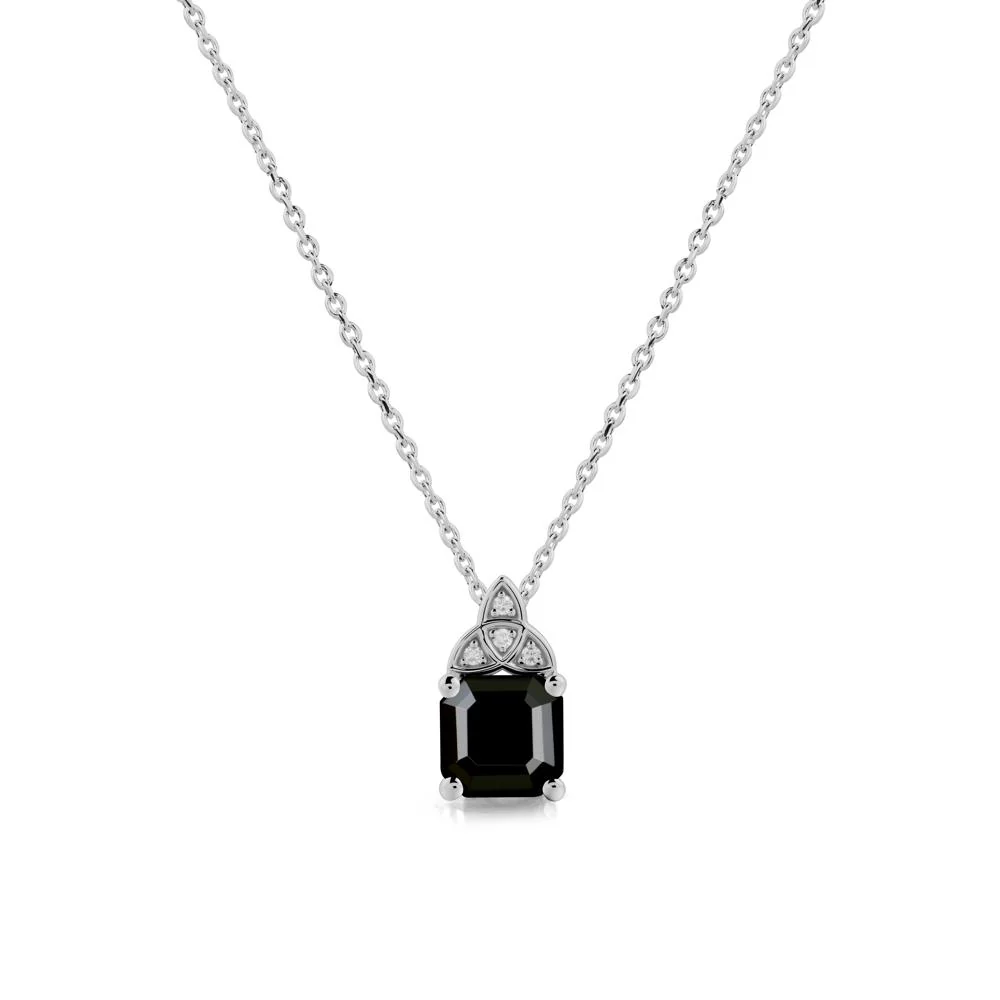 Asscher Cut Black Spinel Necklace with Celtic Knot - Image 8