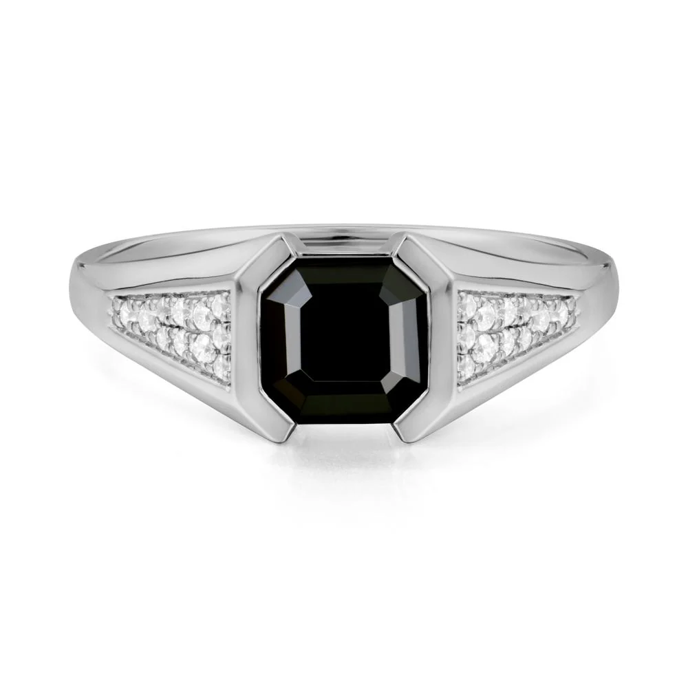 Asscher Cut Black Spinel Statement Ring