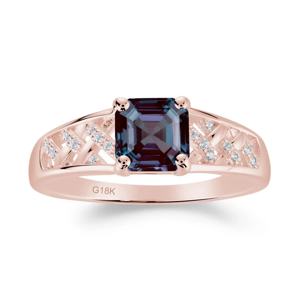 Asscher Cut Braided Design Alexandrite Engagement Ring - Image 4