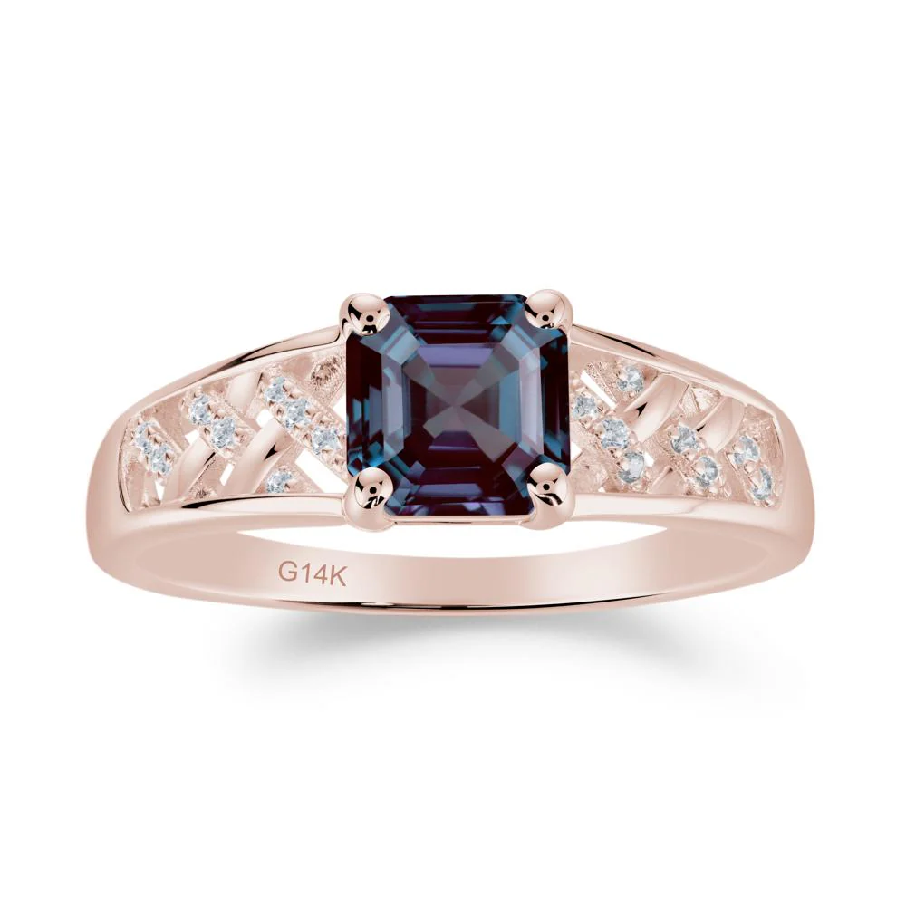 Asscher Cut Braided Design Alexandrite Engagement Ring - Image 5