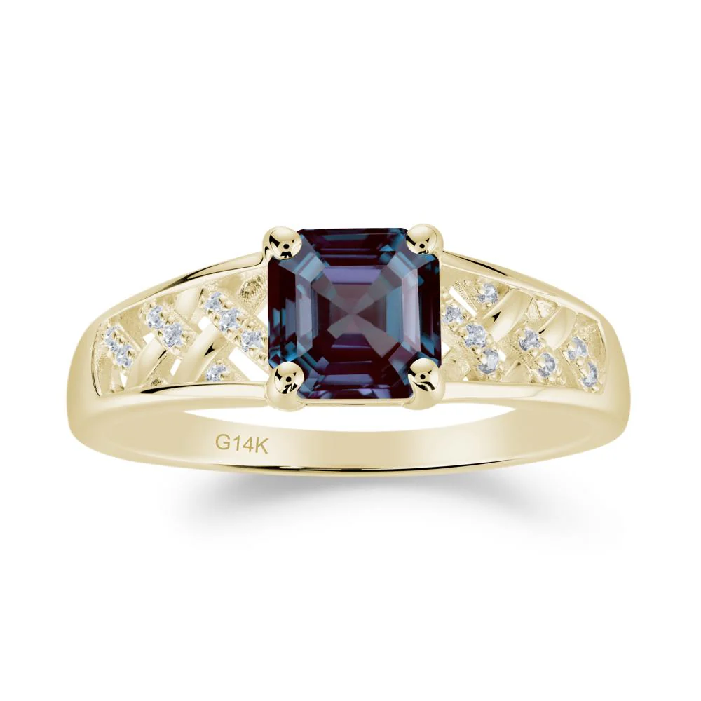 Asscher Cut Braided Design Alexandrite Engagement Ring - Image 6