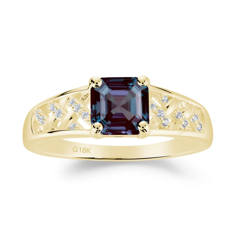 Asscher Cut Braided Design Alexandrite Engagement Ring - Image 8