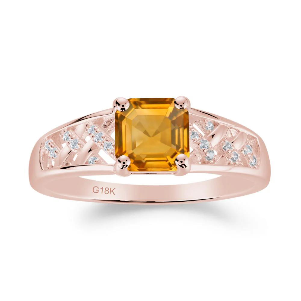 Asscher Cut Braided Design Citrine Engagement Ring - Image 3