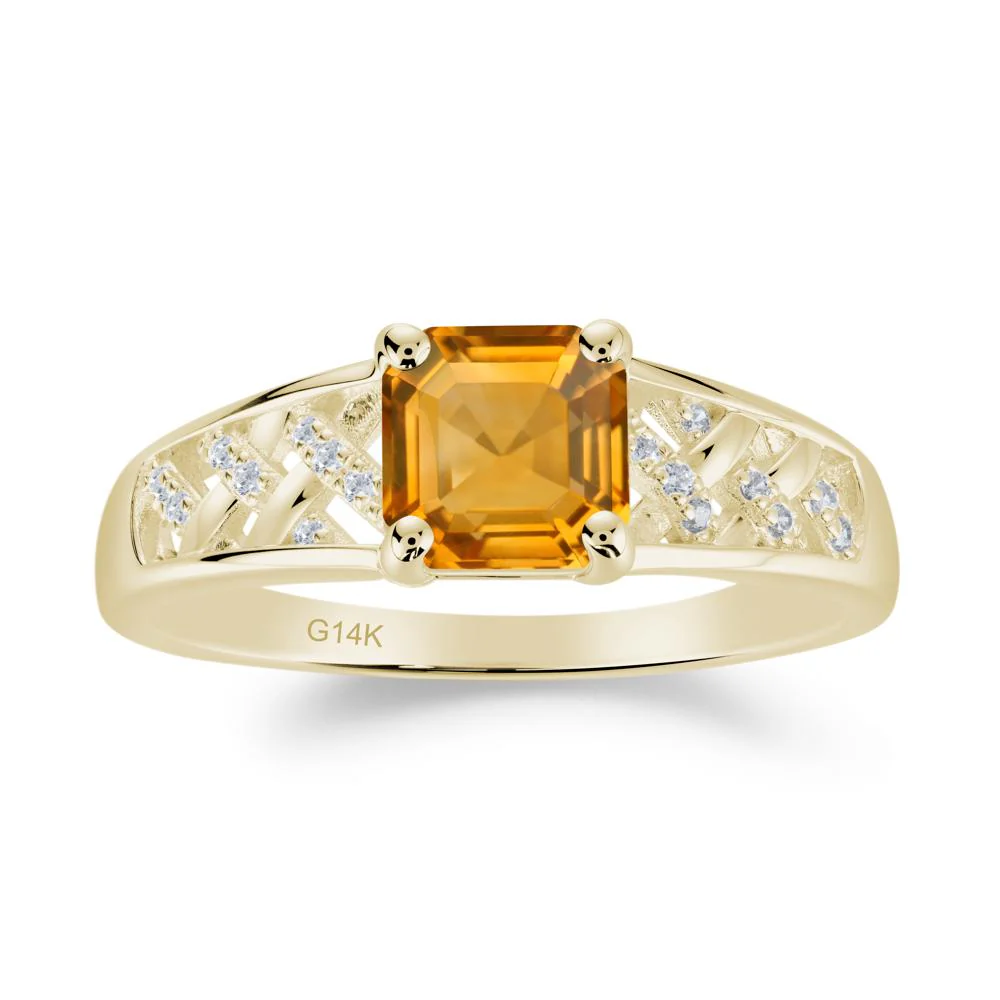 Asscher Cut Braided Design Citrine Engagement Ring - Image 6
