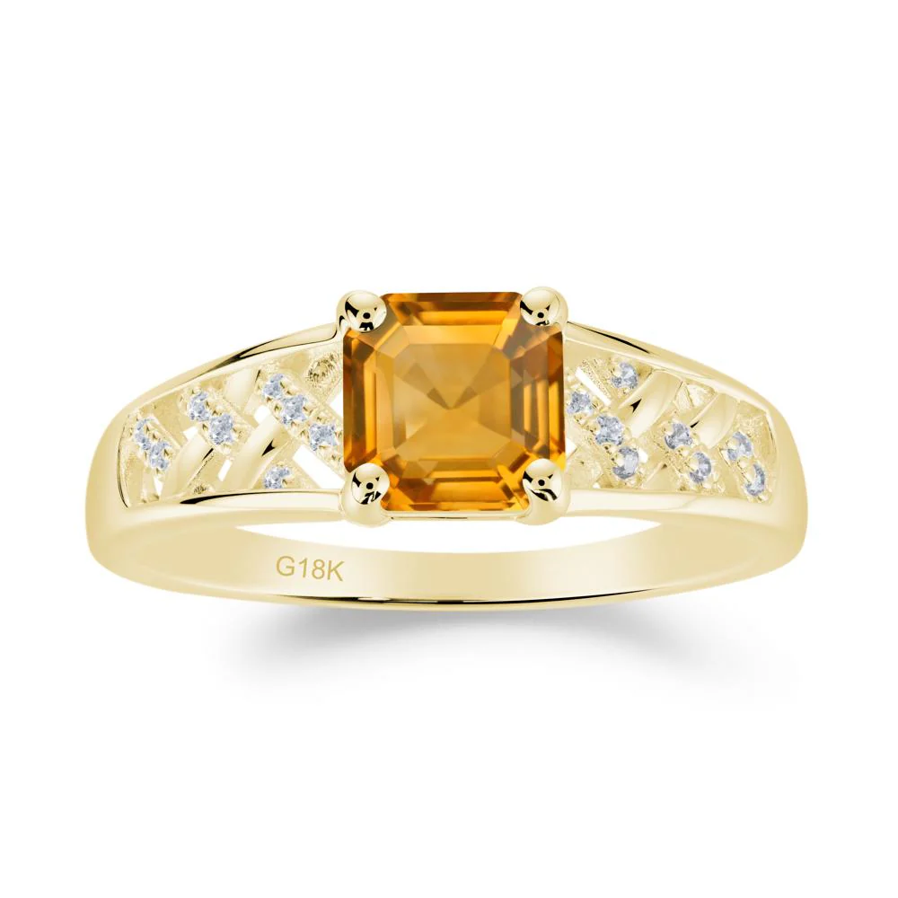 Asscher Cut Braided Design Citrine Engagement Ring - Image 8