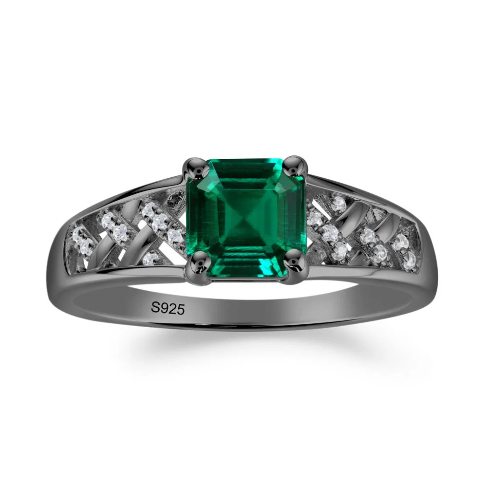 Asscher Cut Braided Design Emerald Engagement Ring