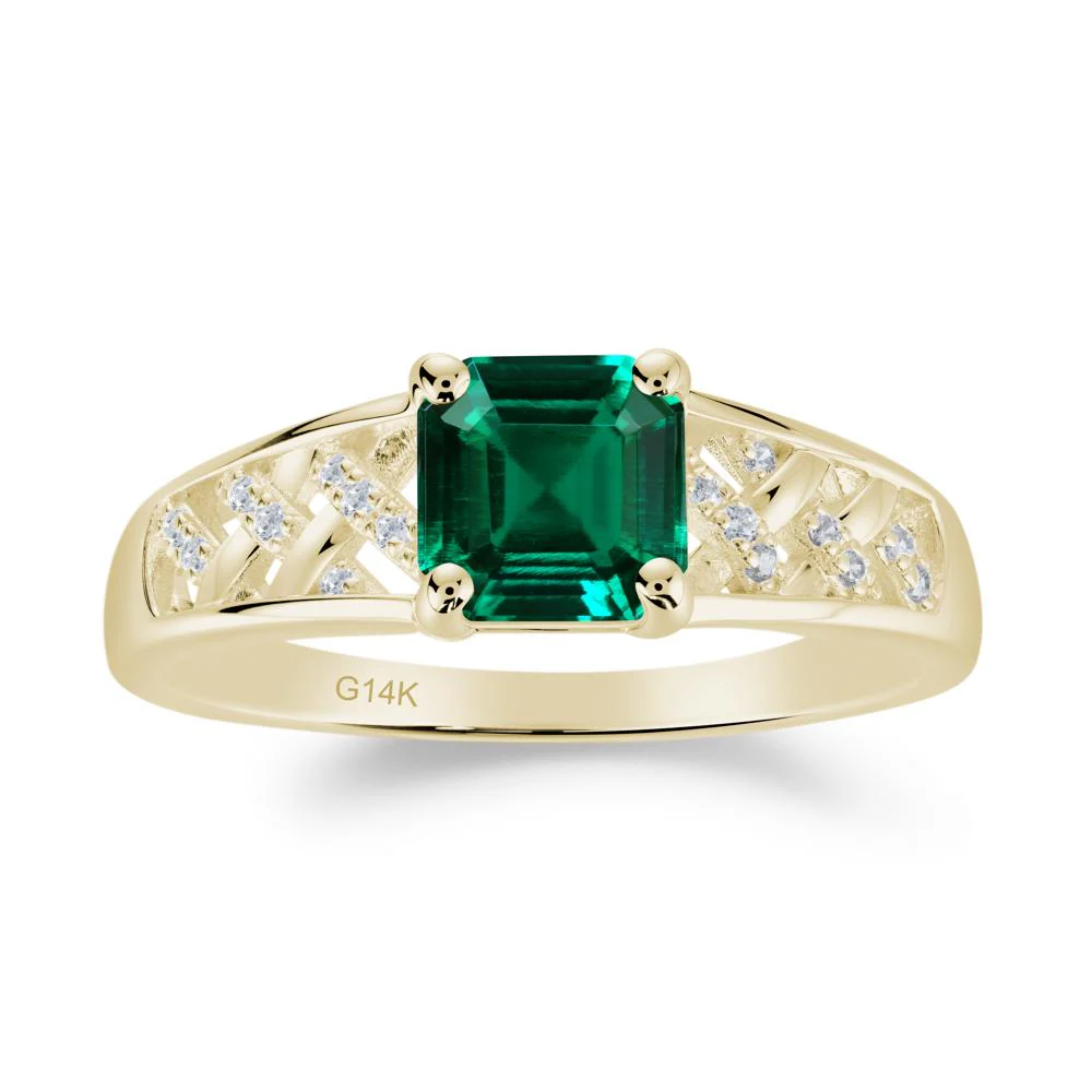 Asscher Cut Braided Design Emerald Engagement Ring - Image 5