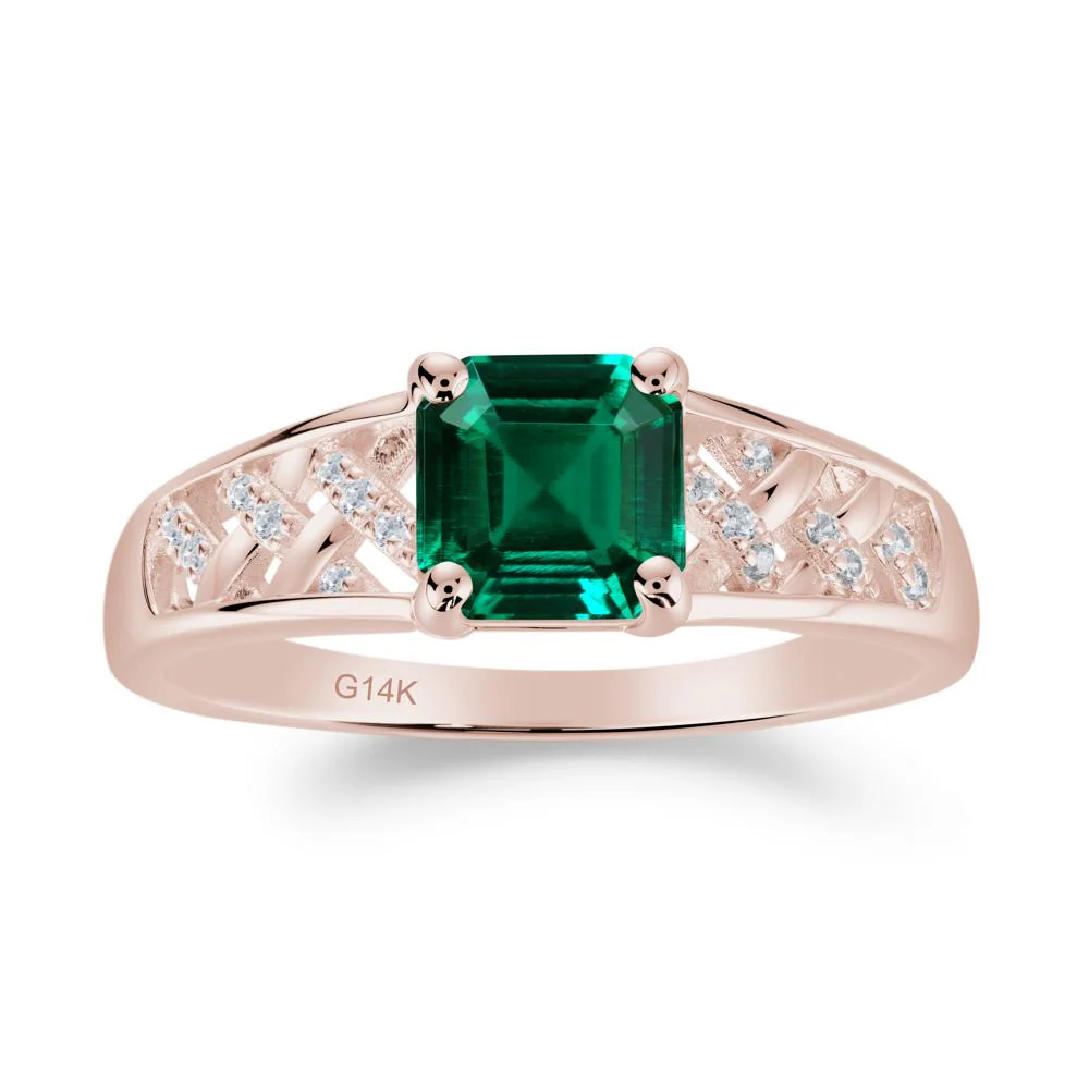 Asscher Cut Braided Design Emerald Engagement Ring - Image 6