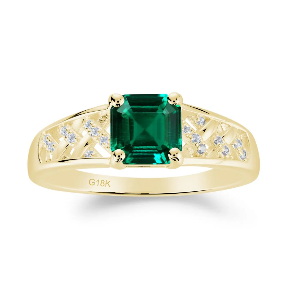 Asscher Cut Braided Design Emerald Engagement Ring - Image 7