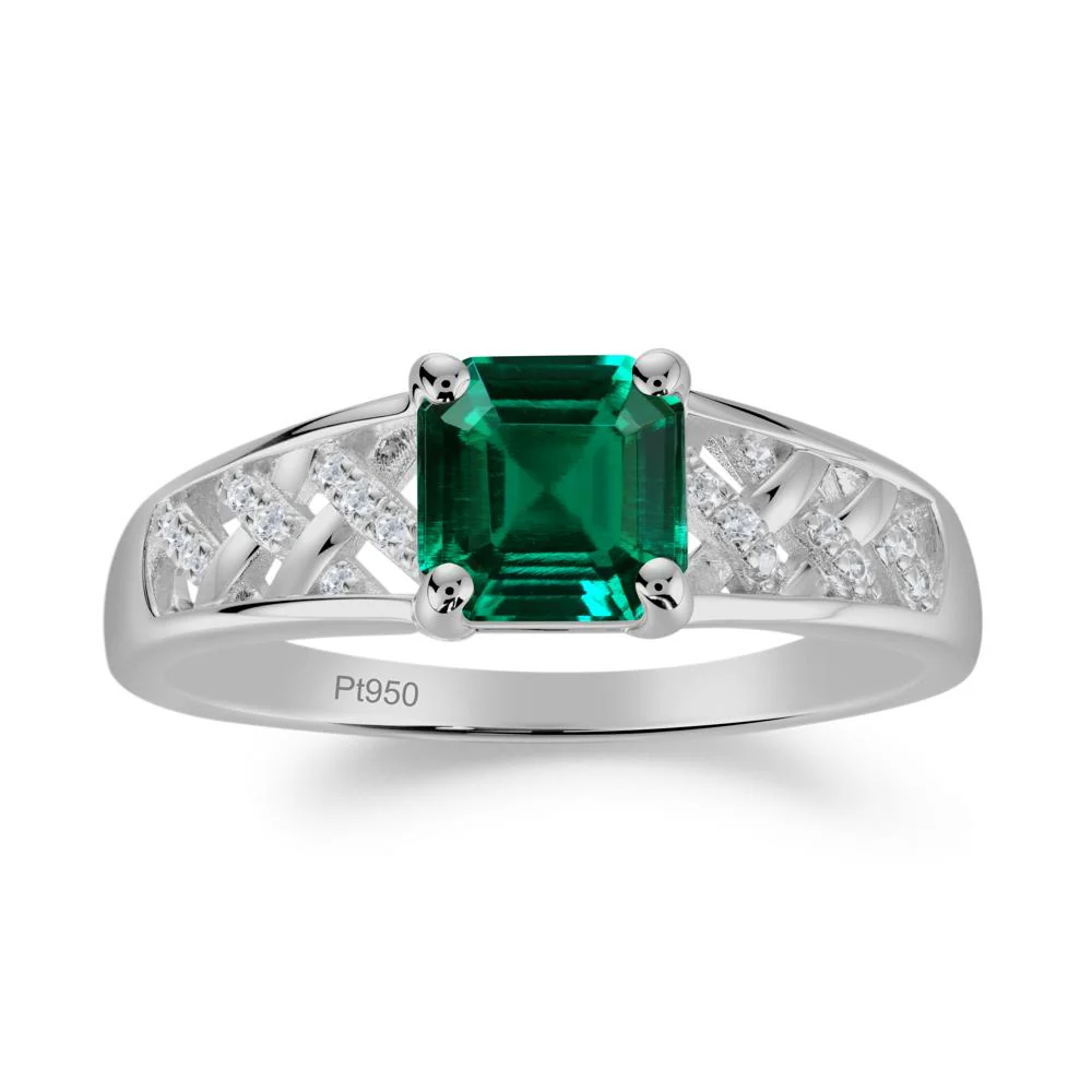 Asscher Cut Braided Design Emerald Engagement Ring - Image 8