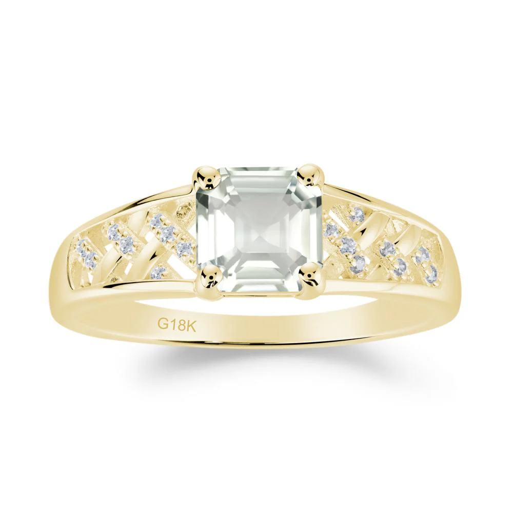 Asscher Cut Braided Design Green Amethyst Engagement Ring - Image 5