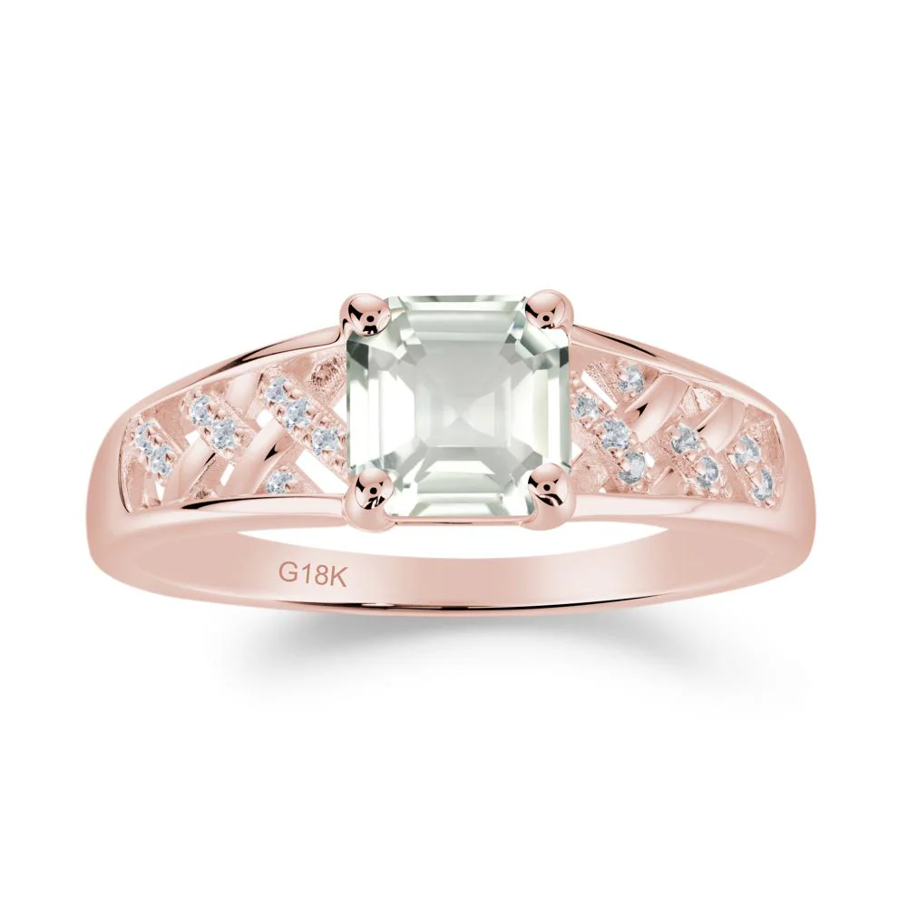 Asscher Cut Braided Design Green Amethyst Engagement Ring - Image 6