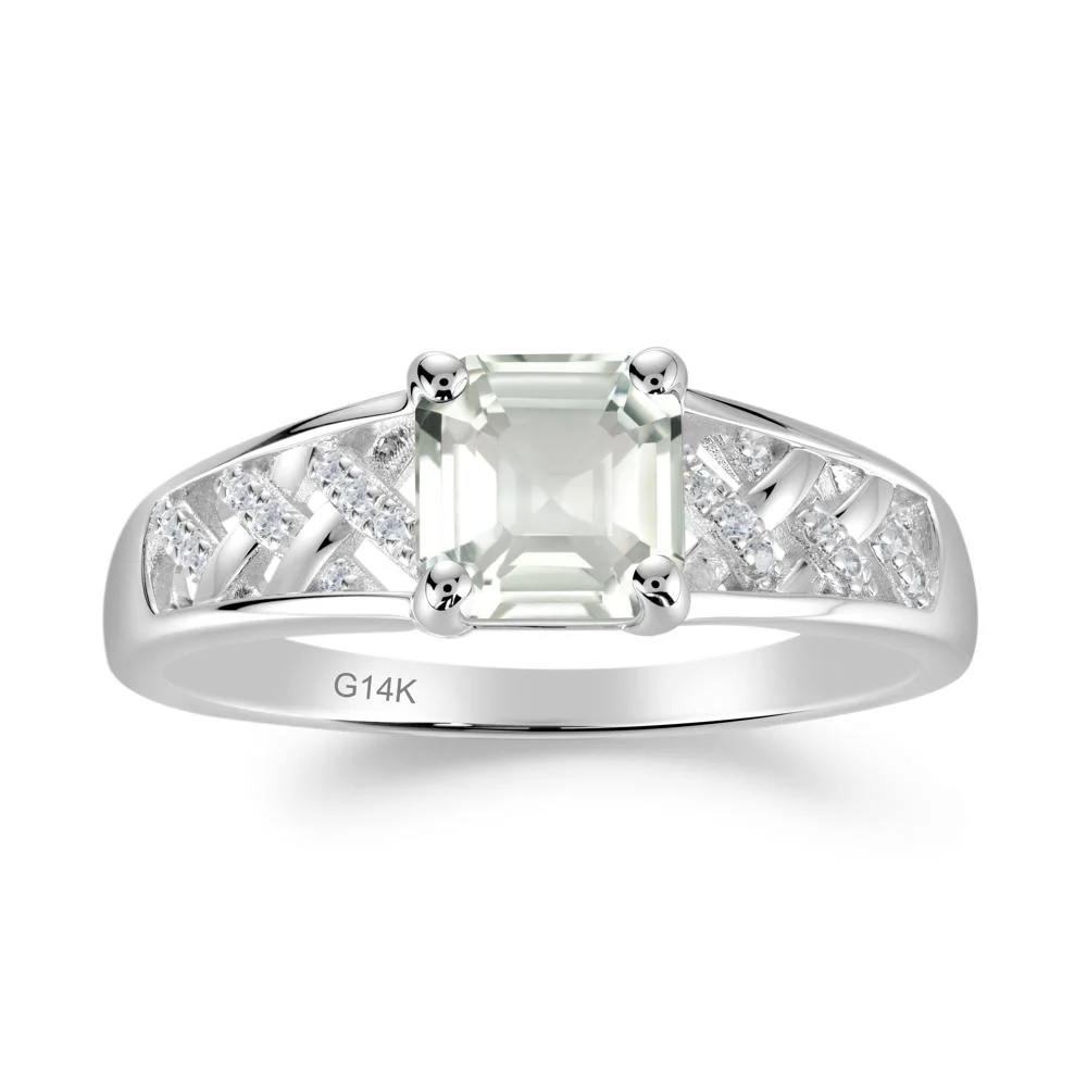 Asscher Cut Braided Design Green Amethyst Engagement Ring - Image 8