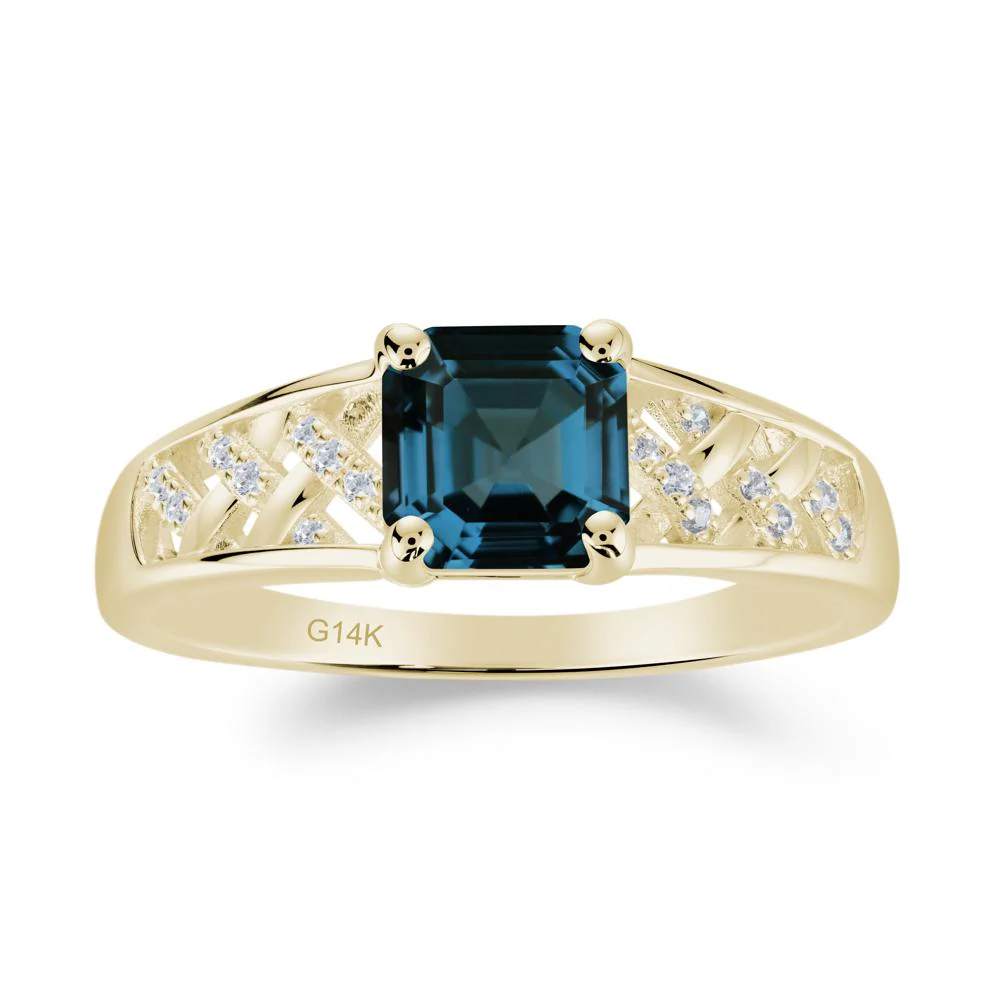 Asscher Cut Braided Design London Blue Topaz Engagement Ring